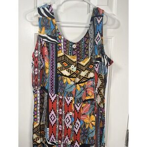 Koret Boho Maxi Shirt Dress Size Pet. Large /Sleeveless Smocked‎